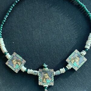 Handcrafted Beaded Necklace with Tribal Design
